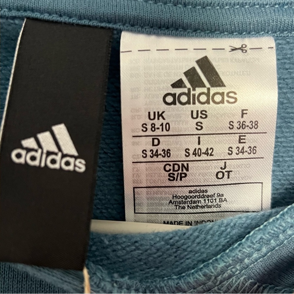 Adidas Hoodie Blue Oversized Straight Hem Knit Small NWT's - Picture 5 of 7